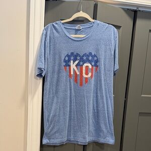 American Flag Graphic Tee with Heart Design